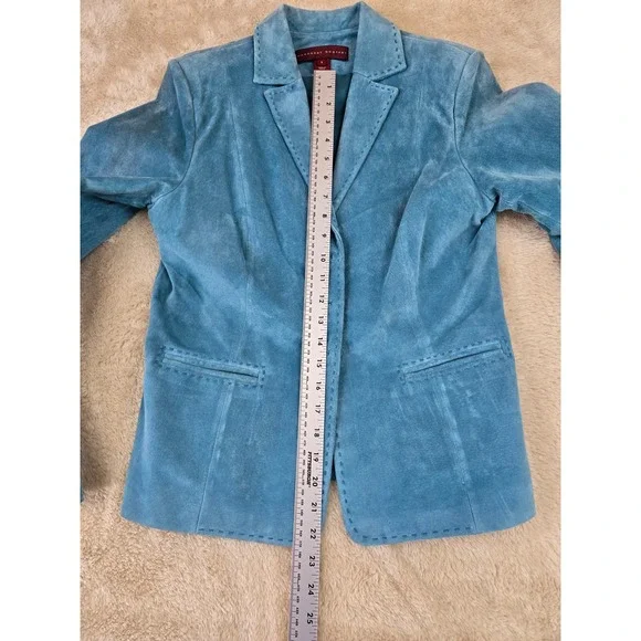 Margaret Godfrey Blue Suede‎ Button Up Blazer Women's Size 8 Classic Tailored - Picture 7 of 16